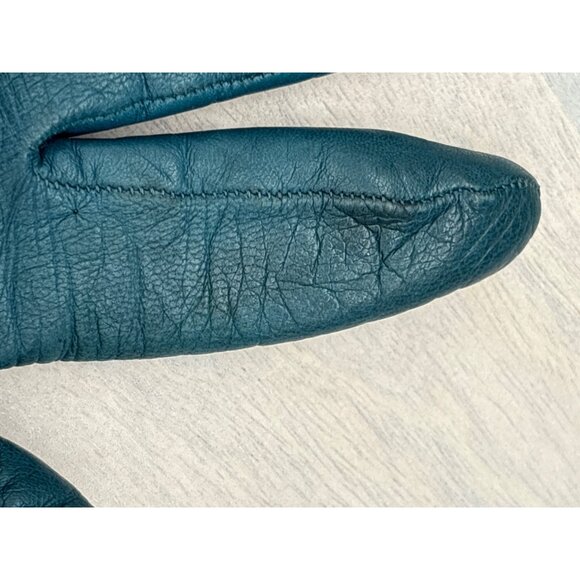 Coach Womens Green Leather Gloves With Signature Cuff Detail Size 7.5 - Picture 11 of 11